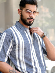 Stripe Black Half Sleeve Polo T-Shirt