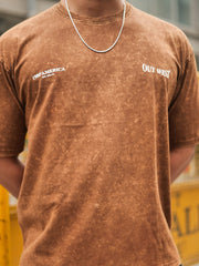 Vintage Acid Wash Brown Half Sleeve T-Shirt