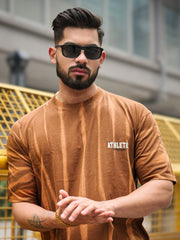 Retro Hand Spray Brown Half Sleeve T-Shirt