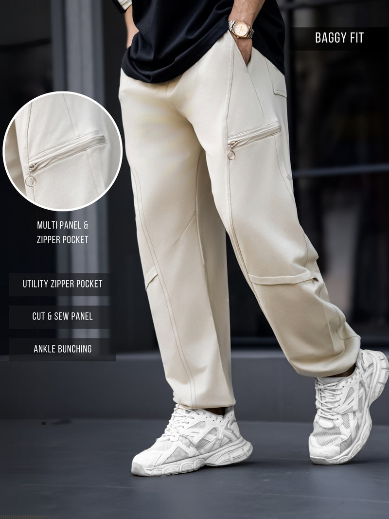 Biscuit utility zipper track pants for men
