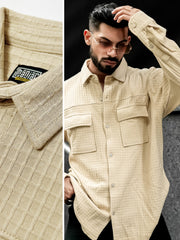 Box Grid Beige Full Sleeve Shirt