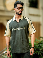 Born to Disrupt Olive Half Sleeve Polo T-Shirt