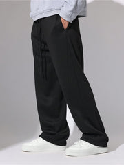 Double Pintuck Black Baggy Fit Pant