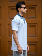 Twintone White Half Sleeve Polo T-Shirt