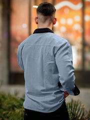 Brooklyn Knit Light Grey Full Sleeve Shirt