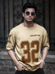 Houston Beige Half Sleeve T-Shirt