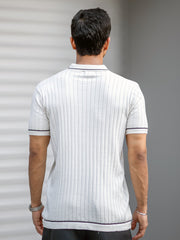 Golfknit White Flatknit Half Sleeve Polo T-Shirt