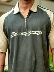 Born to Disrupt Olive Half Sleeve Polo T-Shirt