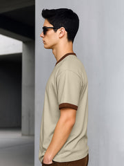 Color Block Biscuit Half Sleeve T-Shirt
