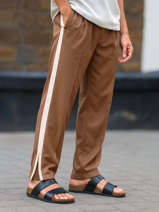 Bootcut Zipper Brown Trackpant