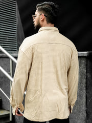 Box Grid Beige Full Sleeve Shirt