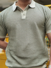 Gridlocked Flatknit Green Half Sleeve T-Shirt