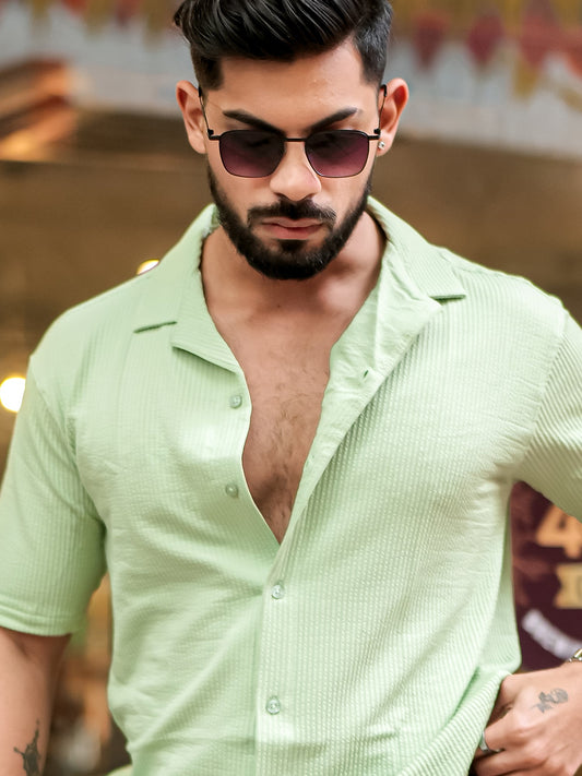 Elliot Knit Lite Green Lycra Half Sleeve Shirt