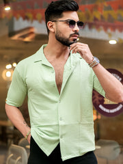 Elliot Knit Lite Green Lycra Half Sleeve Shirt