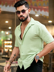 Elliot Knit Lite Green Lycra Half Sleeve Shirt