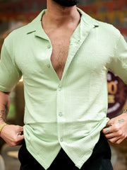 Elliot Knit Lite Green Lycra Half Sleeve Shirt