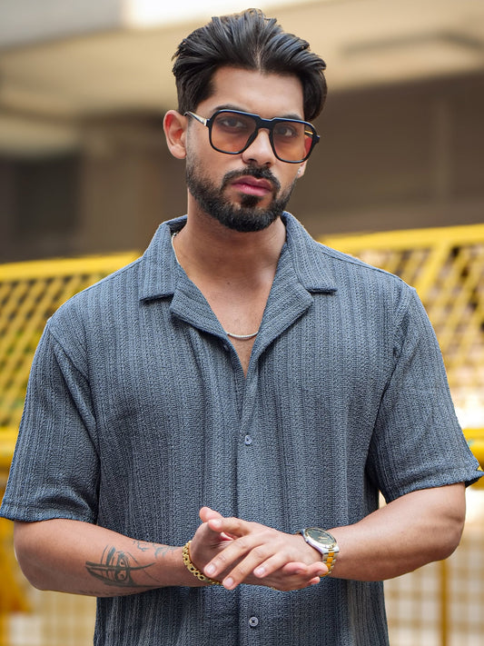 Teraknit Dark Grey Half Sleeve Shirt