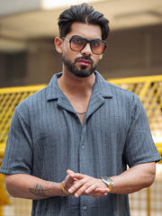 Teraknit Dark Grey Half Sleeve Shirt