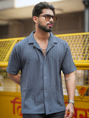 Teraknit Dark Grey Half Sleeve Shirt