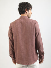 Self Jacquard Brown Full Sleeve Shirt