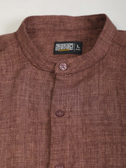 Self Jacquard Brown Full Sleeve Shirt