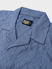 Creased Denim Blue Half Sleeve Shirt