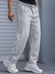 Korean Light Grey Belted Trouser