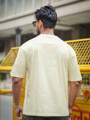 Madness Embroidery Cream Half Sleeve T-Shirt