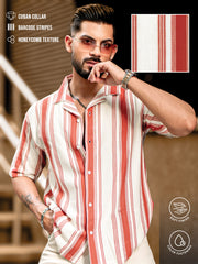 BARCODE STRIPE RUST Half Sleeve Shirt