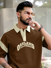 Oakland Brown Half Sleeve Oversized T-Shirt