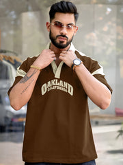 Oakland Brown Half Sleeve Oversized T-Shirt