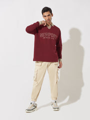 Newport Burgundy Oversized Full Sleeve Polo T-Shirt