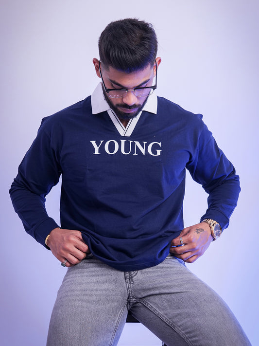 Young Navy Fullsleeve Full Sleeve Polo T-Shirt