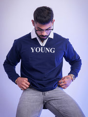 Young Navy Fullsleeve Full Sleeve Polo T-Shirt