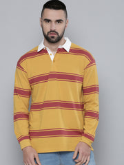 Auto Stripes Yellow Red Full Sleeve Polo T-Shirt