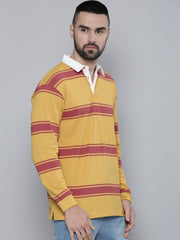 Auto Stripes Yellow Red Full Sleeve Polo T-Shirt