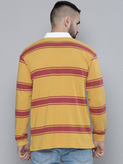 Auto Stripes Yellow Red Full Sleeve Polo T-Shirt