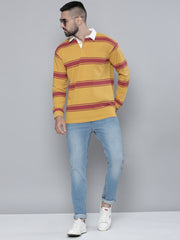 Auto Stripes Yellow Red Full Sleeve Polo T-Shirt