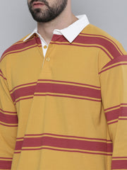 Auto Stripes Yellow Red Full Sleeve Polo T-Shirt