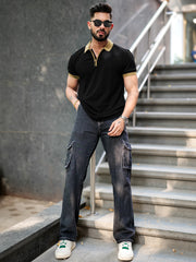 Solid Black Half Sleeve T-Shirt