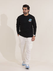 Bowling Black Blue Fullsleeve Oversized T-Shirt