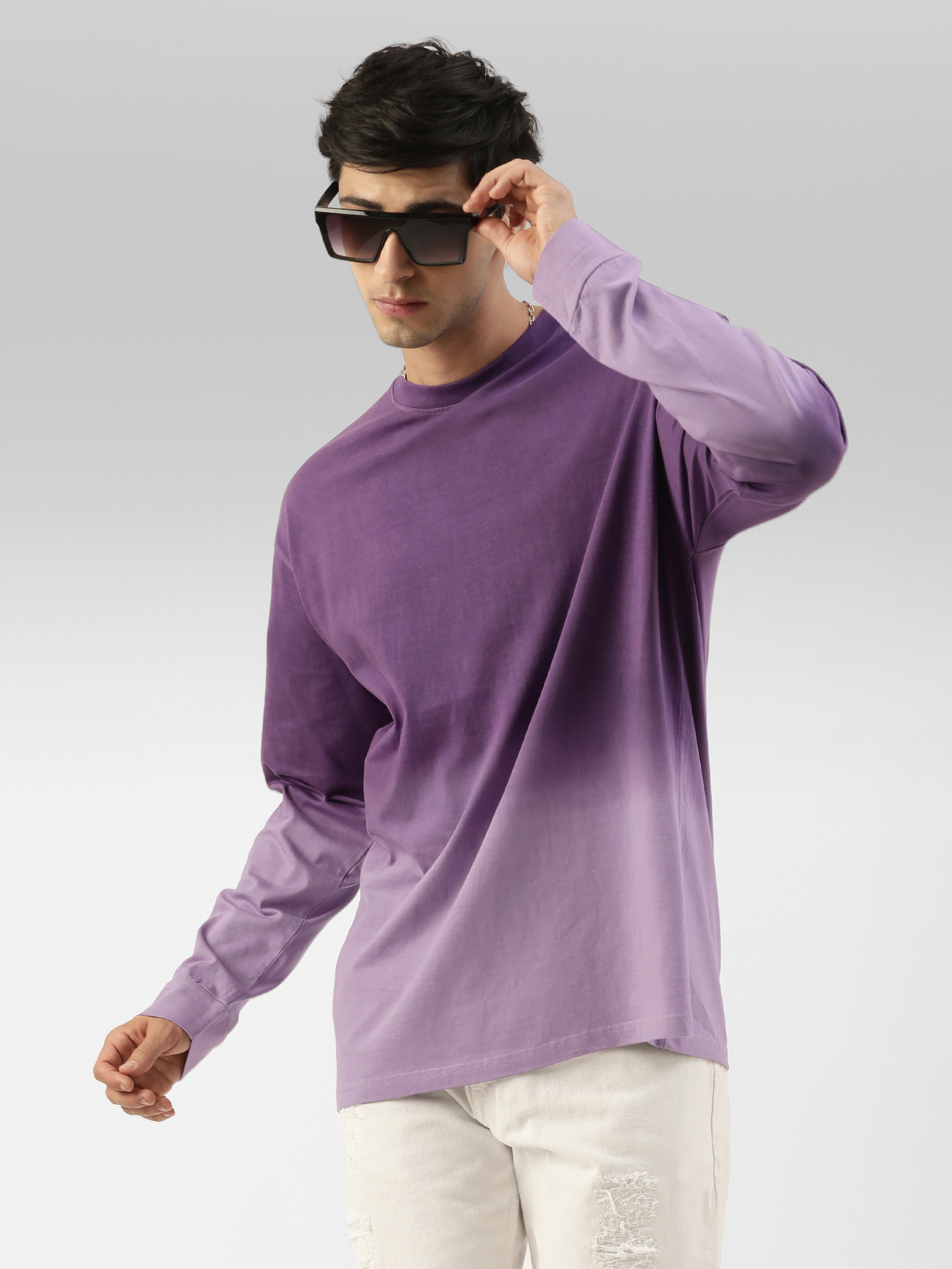 Ombre Purple Long Sleeve Shirts