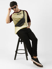 Boston Burgundy Butterscotch Oversized Half Sleeve T-Shirt