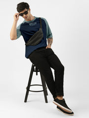 Boston Navy Lite Grey Oversized Half Sleeve T-Shirt