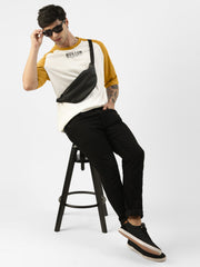 Boston White, Mustard  Oversized Half Sleeve T-Shirt