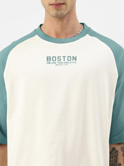 Boston White Turkey Blue Oversized Half Sleeve T-Shirt