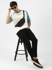 Boston White Turkey Blue Oversized Half Sleeve T-Shirt