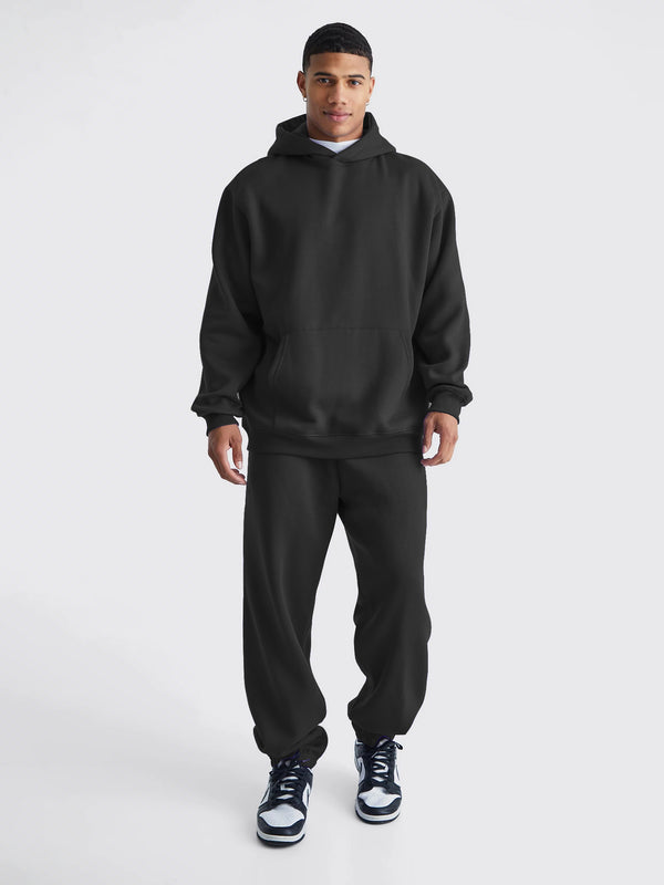 Solid Black Sweatshirt and Jogger Cozy Cut Co-Ords