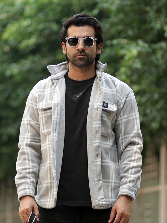 Checkered Grey Full Sleeve Shacket