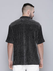 Crochet Black Half Sleeve Shirt